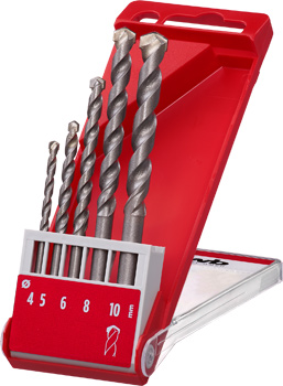 Masonry Drill Bit Set, 5 pcs., Ø 4-10 mm