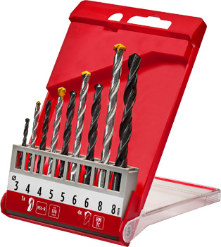 Drill Bit Set for Masonry and Metal, 9 pcs.