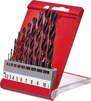 HSS-R Drill Bit Set, Black Oxide Finish, 10 pcs., Ø 1 - 10 mm