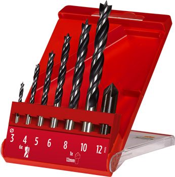 Wood Twist Drill Set, 8 pcs., 61-133 mm, Ø 3-10 mm