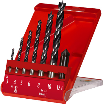 Wood Twist Drill Set, 8 pcs., 61 - 133 mm, Ø 3-10 mm