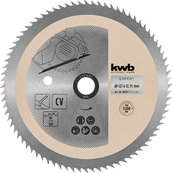 CV Kreissägeblatt für Handkreissägen, Z 80, Ø 127 x 12,75 mm