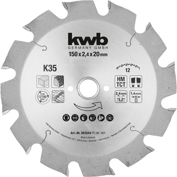 TCT Circular Saw Blade for Construction Timber, T 12, Ø 150 x 20 mm