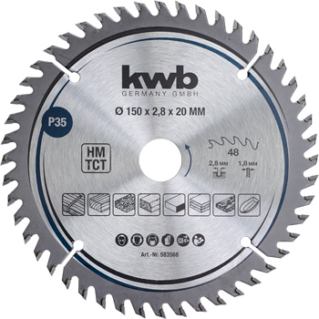 Precision Circular Saw Blade for Hand Saws, T 48, Ø 150 x 20 mm