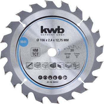 Chipboard Circular Saw Blades for Hand Saws, T 20, Ø 156 x 12.75 mm