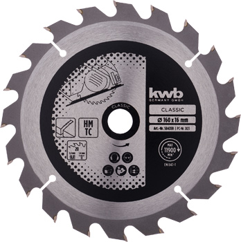 Chipboard Saw Blade for Hand-Held Circular Saw, Ø 160 x 16 mm