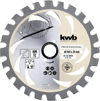 TCT Thin-Cut Circular Saw Blade Longer Battery Life, T24, Ø 160 x 20 mm