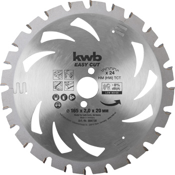 TCT Thin-Cut Circular Saw Blade Longer Battery Life, T24, Ø 165 x 20 mm