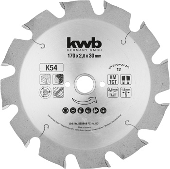 TCT Circular Saw Blade for Construction Timber, T 12, Ø 170 x 30 mm