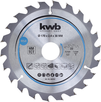 Chipboard Circular Saw Blades for Hand Saws, T 22, Ø 170 x 30 mm