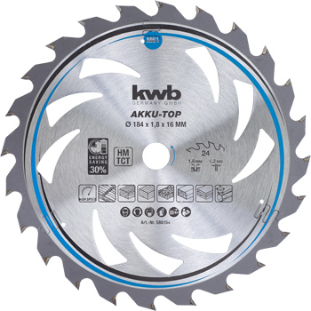 Thin-Cut Circular Saw Blade, TCT, T 24, Ø 184 x 16 mm