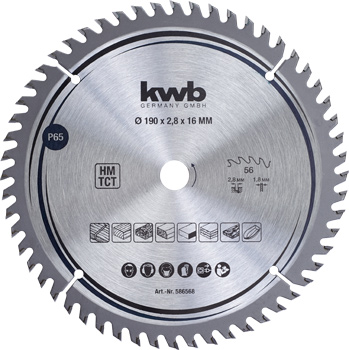 Precision Circular Saw Blade for Hand Saws, T 56, Ø 190 x 16 mm