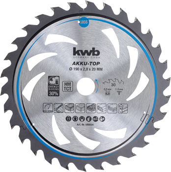 Thin-Cut Circular Saw Blade, TCT, T 30, Ø 190 x 20 mm