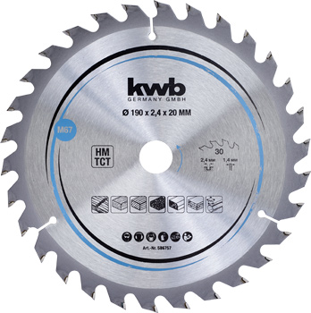 Chipboard Circular Saw Blades for Hand Saws, T30, Ø 190 x 20 mm