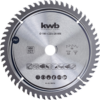 Precision Circular Saw Blade for Hand Saws, T56, Ø 190 x 20 mm