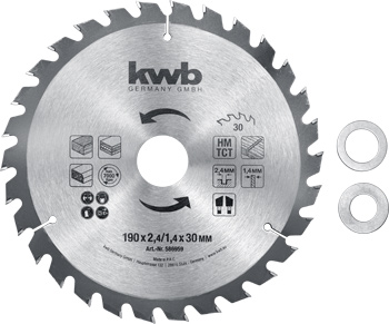 Chipboard Saw Blade for Circular Hand Saw, Ø 190 x 30 mm