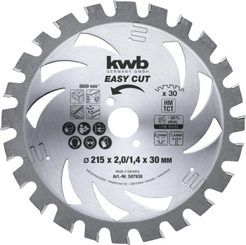 TCT Thin-Cut Circular Saw Blade Longer Battery Life, T30, Ø 215 x 30 mm