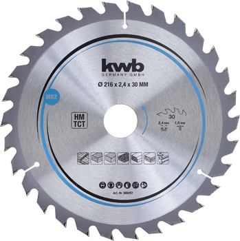 Chipboard Circular Saw Blades for Hand Saws, T30, Ø 216 x 30 mm