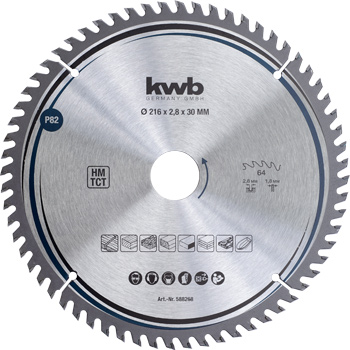 Precision Circular Saw Blade for Hand Saws, T64, Ø 216 x 30 mm