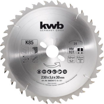 TCT Circular Saw Blade for Construction Timber, T 24, Ø 230 x 30 mm