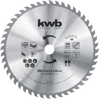 Chipboard Circular Saw Blade, T 48, Ø 300 x 30 mm