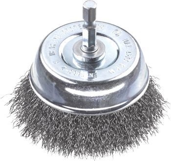 Cup Brush for Drills, Crimped HSS Steel Wire, Coarse, Ø 75 mm