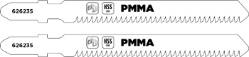 HSS-BiM Jigsaw Blades with T-Shank for Acrylic, Medium, 2 pcs., 91 mm