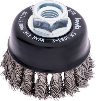 Cup Brush for Angle Grinders, M14, Twisted Stainless Steel Wire, Extra Coarse, Ø 75 mm