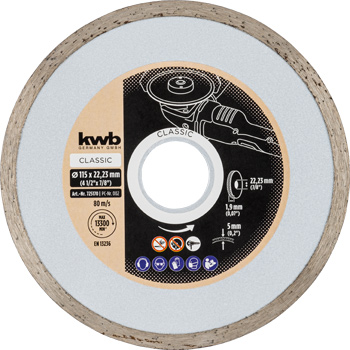 Classic Diamond Cutting Disc with Continuous Rim, Ø 115 x 1.2 mm