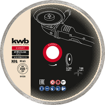 Professional Diamond Cutting Disc with Continuous Rim, Ø 180 x 1.6 mm