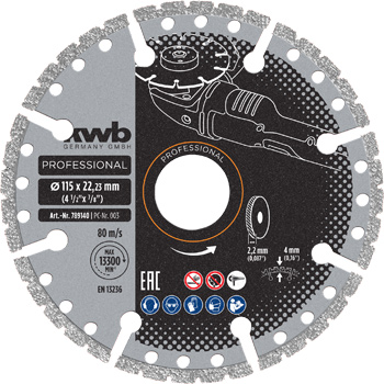 Multicut Diamond Cutting Disc with Segmented Rim, Ø 115 x 1.4 mm