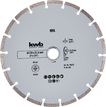 Classic Diamond Cutting Disc with Segmented Rim for Dry Cutting, Ø 230 x 1.6 mm