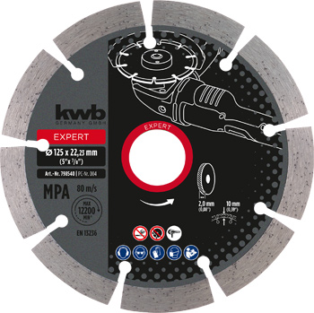 Expert Diamond Cutting Disc with Segmented Rim for Dry Cutting, Ø 125 x 1.2 mm